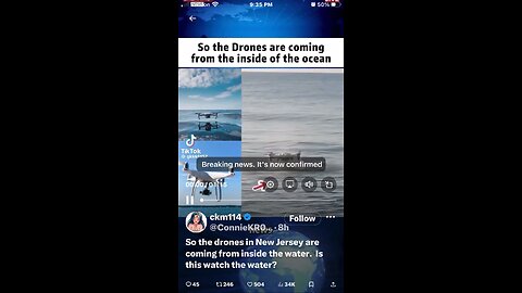 So the drones in New Jersey are coming from inside the water. Is this watch the water?