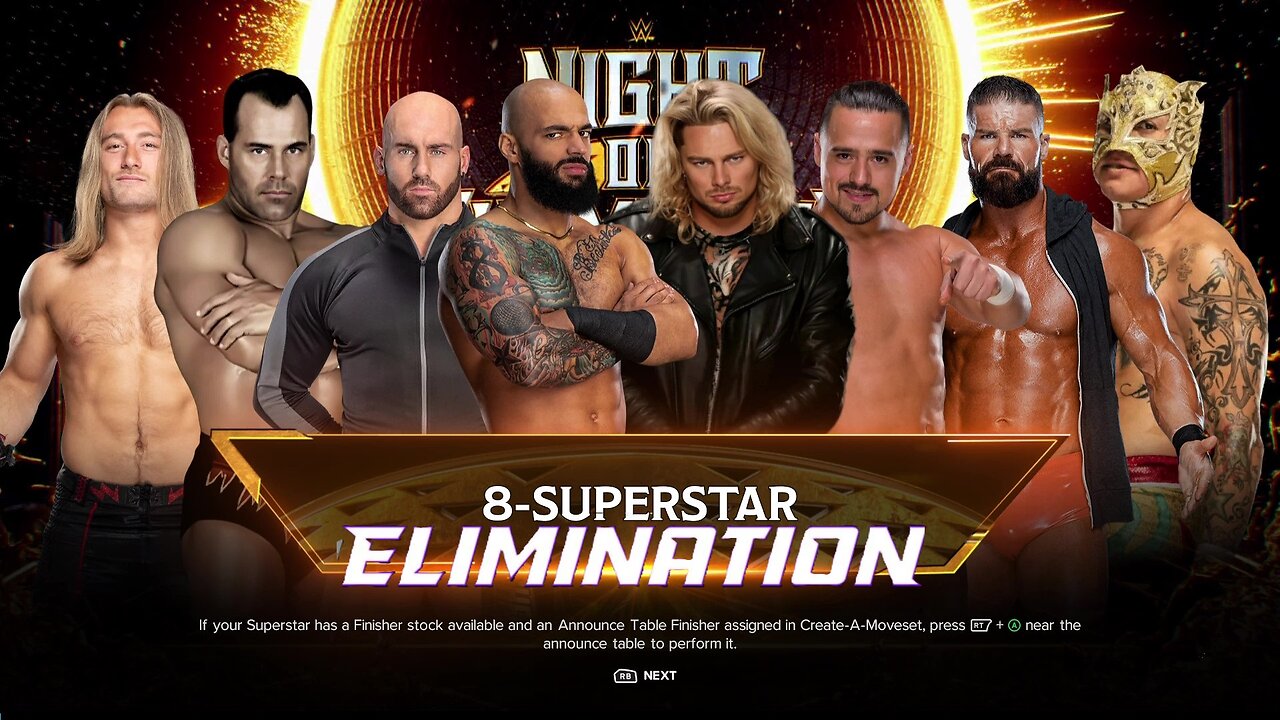 WWE 2k24 8ManElimination Frazer vs Malenko vs Vinci vs Ricochet vs Lexis vs Angel vs Roode vs Fenix