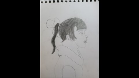 Girl with hair ribbon.