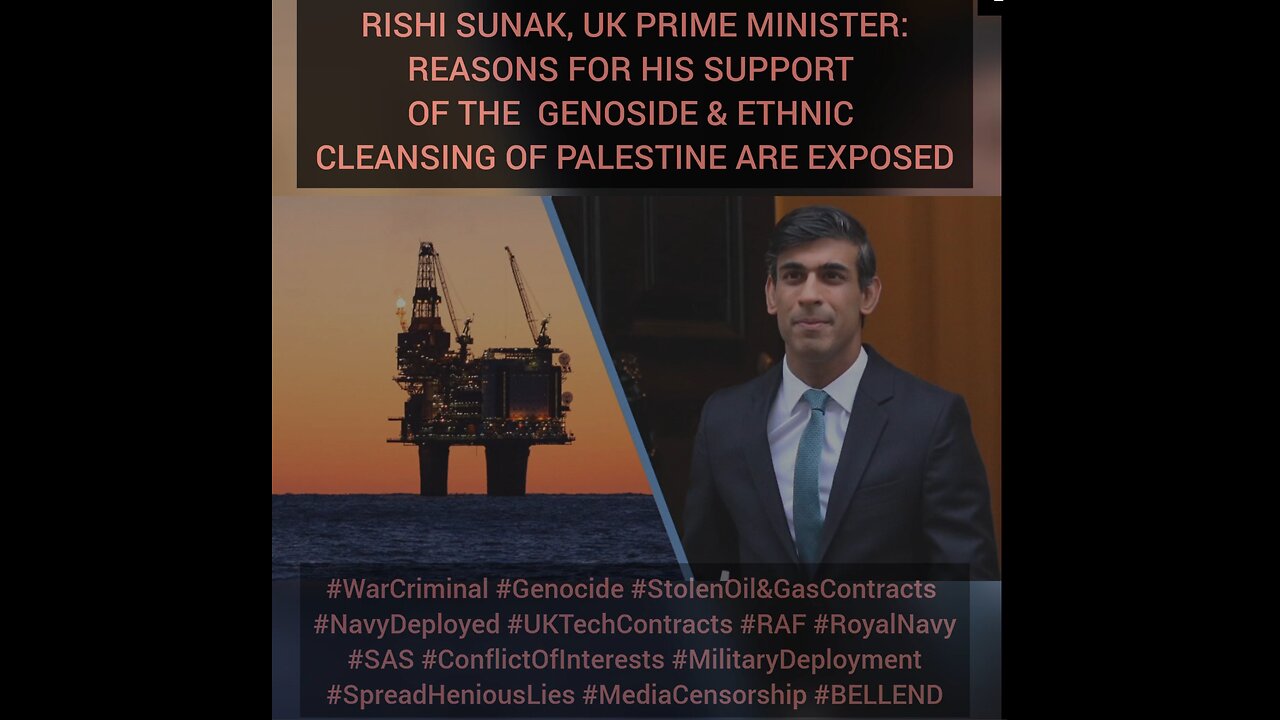 UK Prime Minister, Rishi Sunak, Corruption Relating To Palestine Genocide Exposed