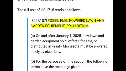 GAS LAWN MOWERS & EQUIPMENT, CHAIN SAWS, ETC ARE NEXT ON THE ANTI GAS CHOPPING BLOCK