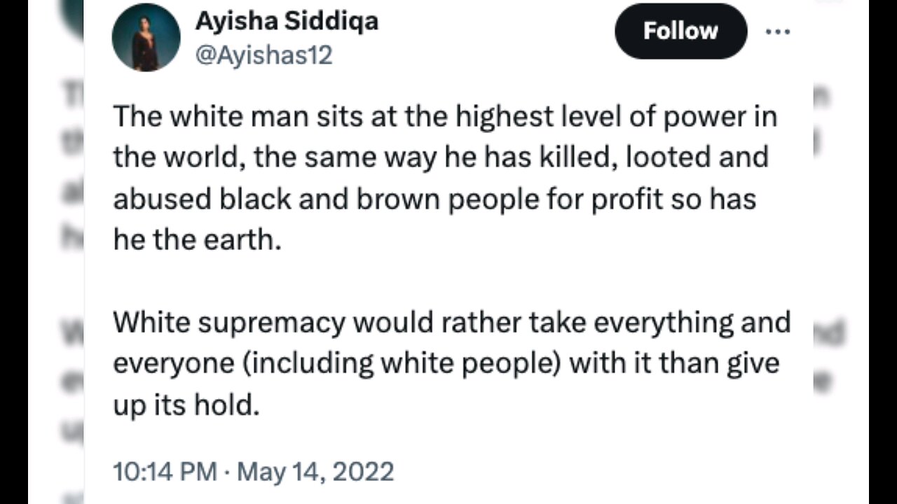 Ayisha Saddiqa U.N. racist Pakistani woman blaming climate change on white men.