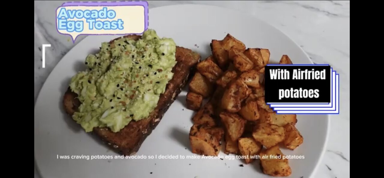 Avocado egg toast with air fried potatoes