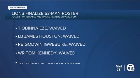 Lions finalize 53-man roster