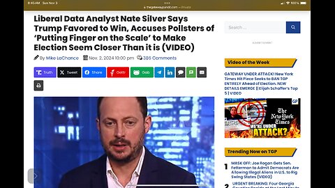 Liberal Data Analyst Nate Silver Says Trump Favored to Win, Accuses Pollsters of ‘Putting Finger on