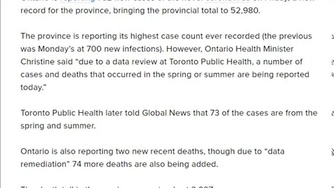 HUGE jump in COVID 19 deaths in Ontario