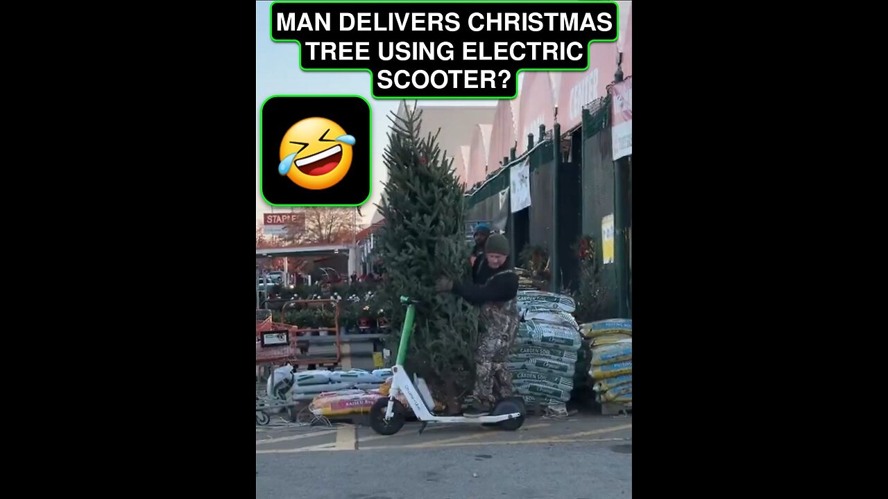 MAN DELIVERS CHRISTMAS TREE ON ELECTRIC SCOOTER? 🤣