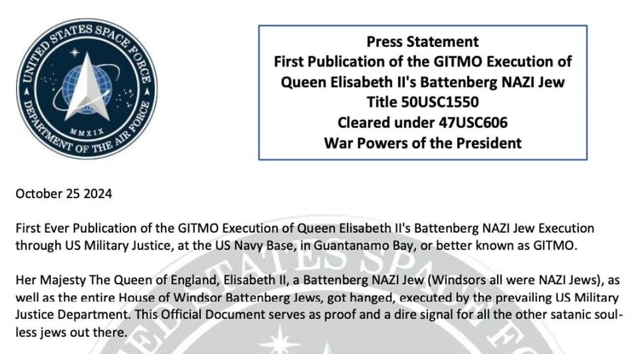 FIRST EVER PUBLICATION OF QUEEN ELIZABETH THE 2nd's EXECUTION AT GITMO