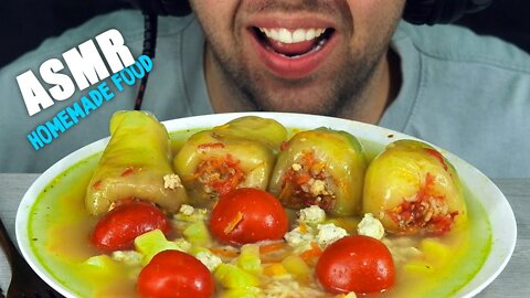 ASMR STUFFED PEPPERS WITH MEAT AND TOMATOES | EATING SOUND (NO TALKING) 🎧 BEST SOUND