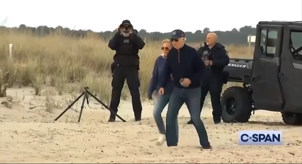 Biden almost went down multiple times on the beach. 😂