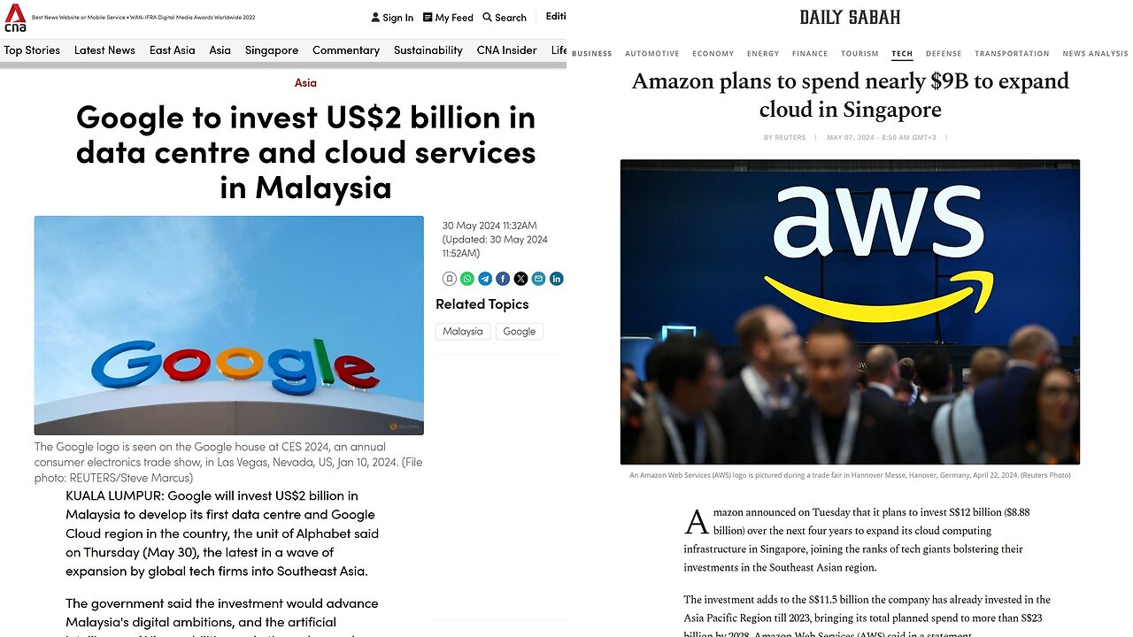 Google and Amazon set to invest Usd 11 billion in Malaysia and Singapore, none in Philippines