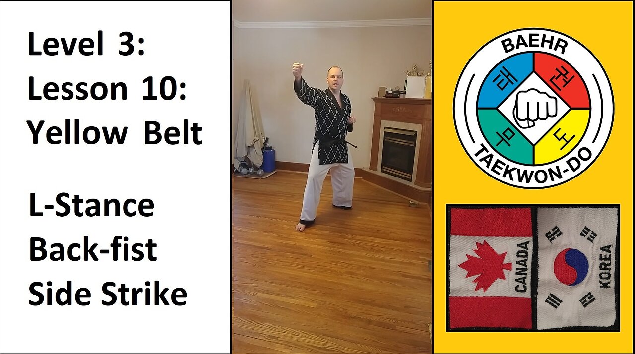 Baehr Taekwondo: 03-10: Yellow Belt: L-Stance - Back-Fist Side Strike