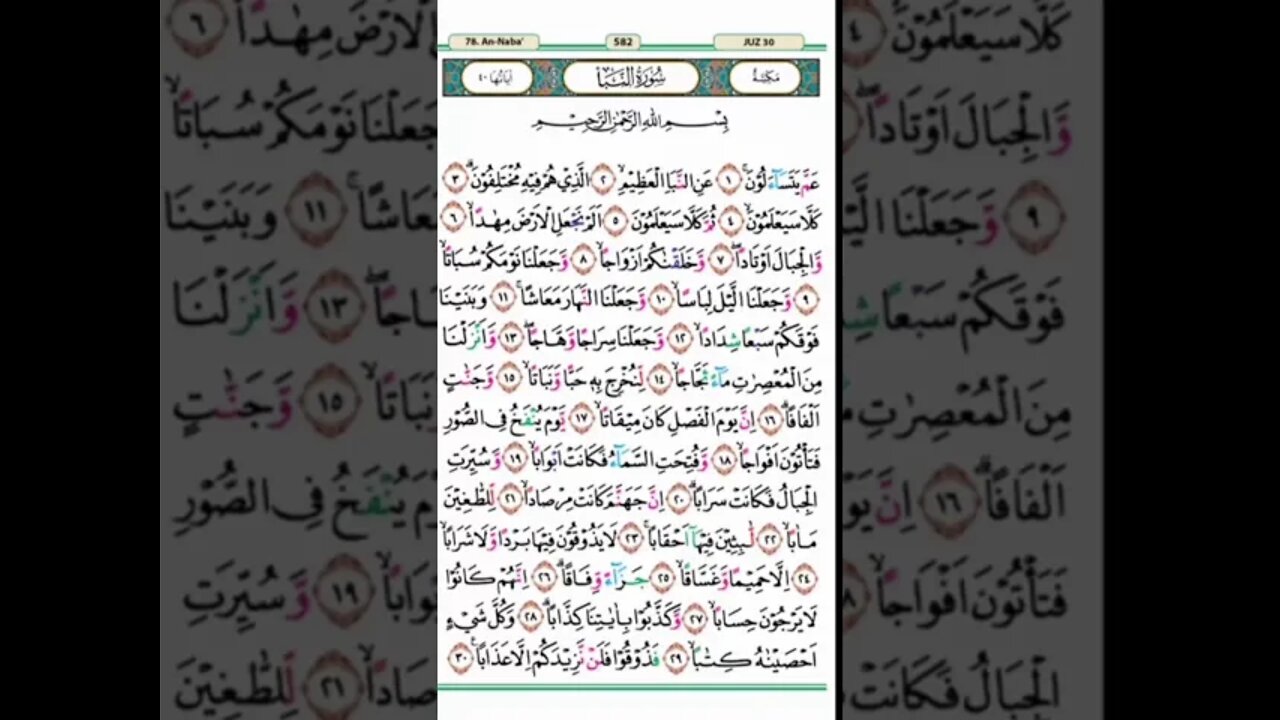 Surat An Naba Al Qur'an Pojok Metode Ummi Anak سورة النبا مكررة الصغير جميل