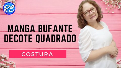 Blusa com Manga Bufante e Decote Quadrado (Costura) EP 211