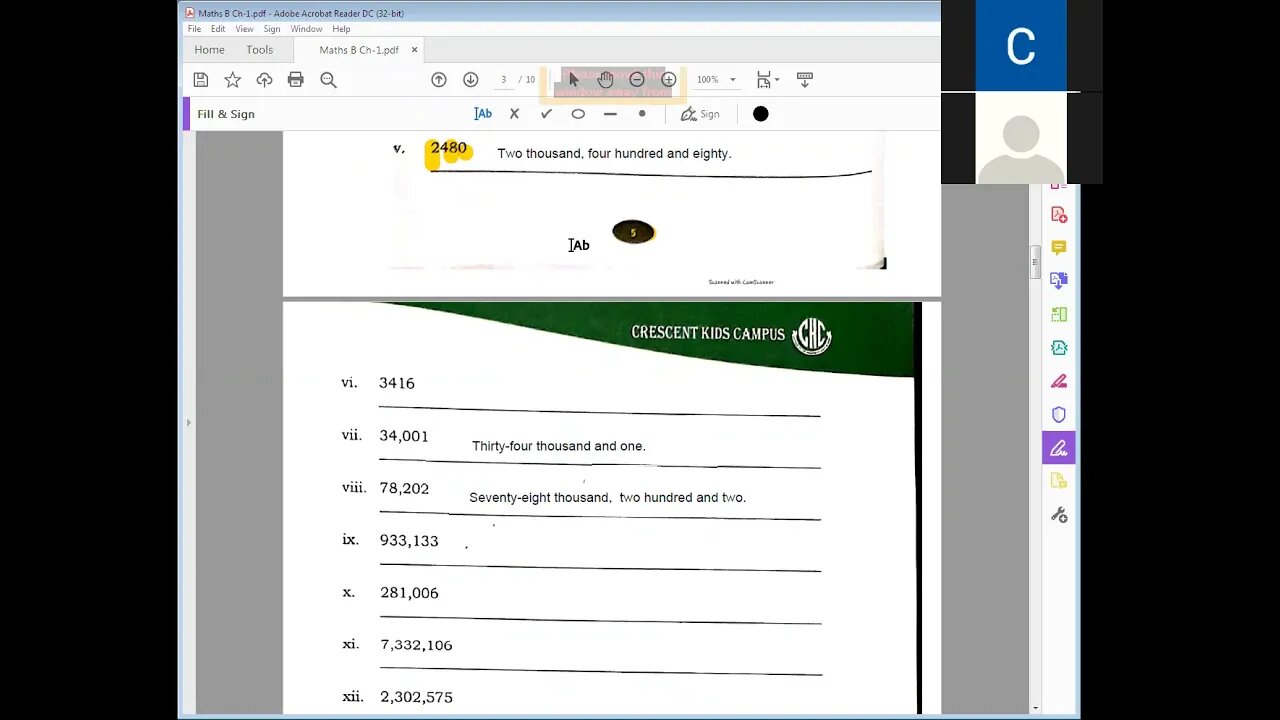 Math B Ch 1 Class 5 3 4 21