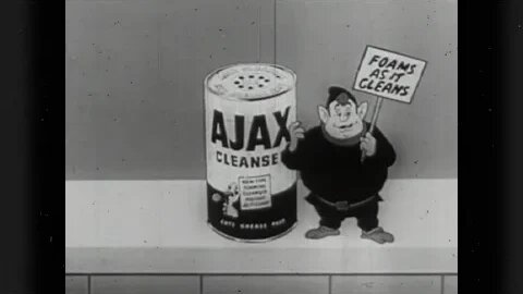 Ajax Cleaner old tv commercial musical in black and white