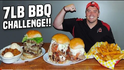 Big 7lb bbq challenge w/ brisket, burgers and Memphis pulled pork!