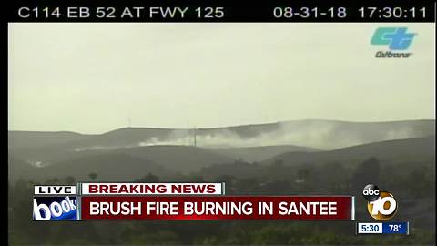 Brush fire burning in Santee