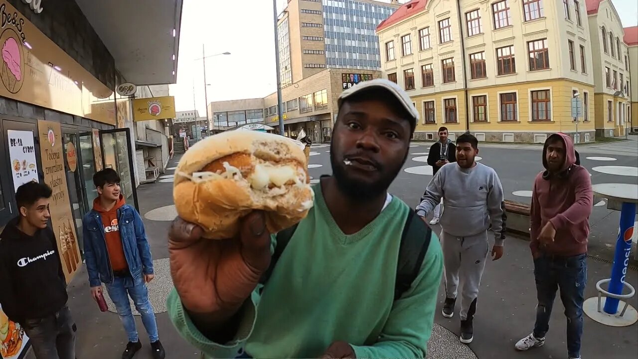 Eating Czechoslovak Burger With Roma Gypsies