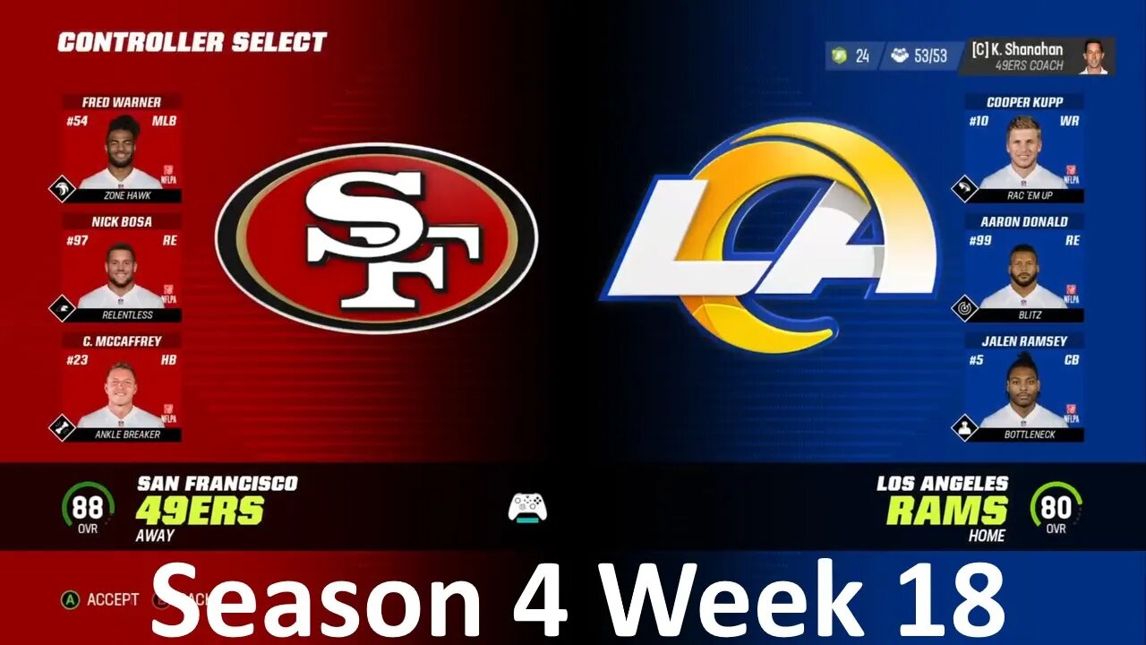 Madden Nfl 23 49ers Vs Rams Sim S4 W18