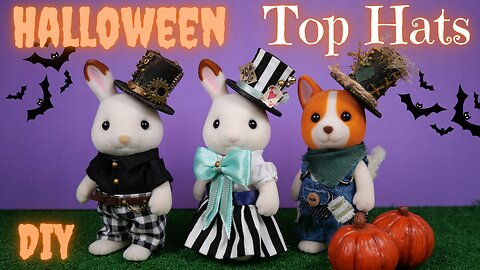 【DIY】Miniature halloween top hats/ミニチュア🎩ハロウィンシルクハット/Sylvanian Families/シルバニアファミリー/Calico Critters