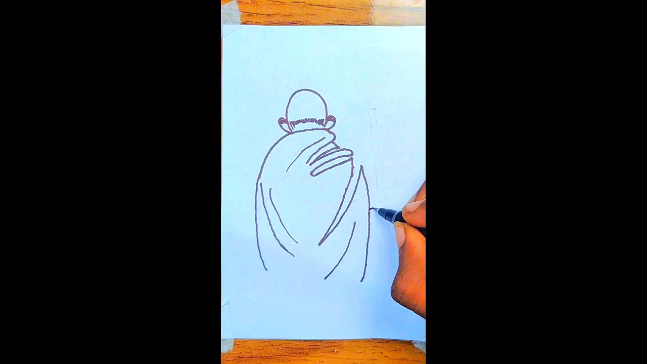 how to draw a Mahatma Gandhi drawing