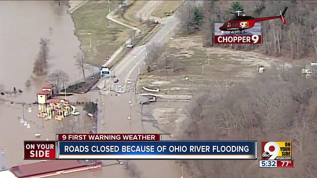 Chopper 9 view of flooded roads on east side