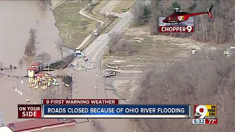 Chopper 9 view of flooded roads on east side