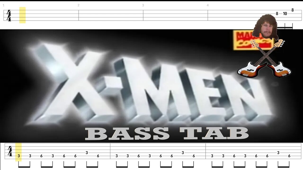 X-men theme (Bass TAB with melody)