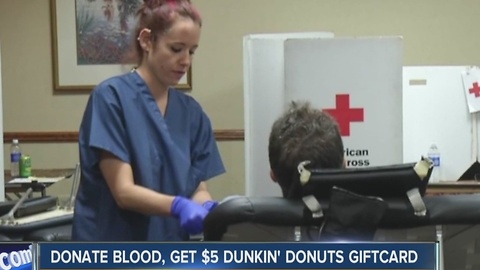 Donate blood, get a $5 Dunkin' Donut gift card