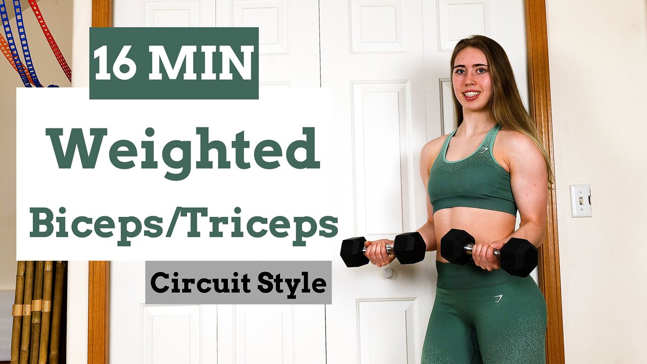 16 minutes biceps & triceps circuit workout with dumbbells