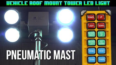 Vehicle Roof Mount Tower LED Light - 12V DC - Remote Rotation - 13.5' Height