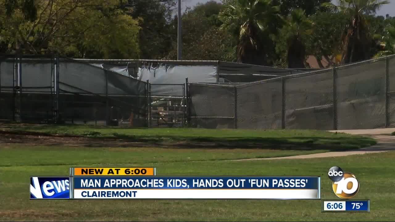 Man approached kids at Clairemont park, hands out 'fun passes'