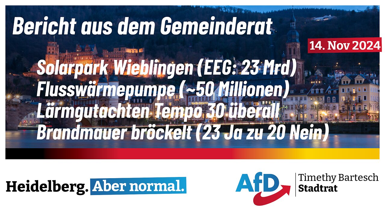 Klimareligion und die Brandmauer bröckelt - Bericht aus dem Gemeinderat 14. November 24