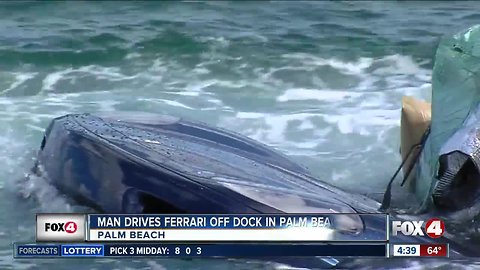 Man drives Ferrari off Florida dock