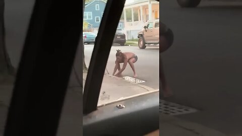 He Strips Naked Throws Clothes In Sewer?