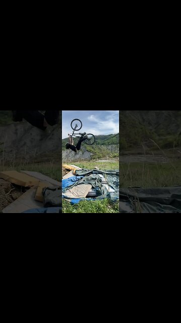 Backflip attempt gone wrong 😳💥 #mtb