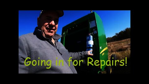 Baler going in for repairs. Feeding Cows. Aggie Football Time!