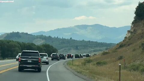 President Donald J. Trump drives through Jackson, Wyoming