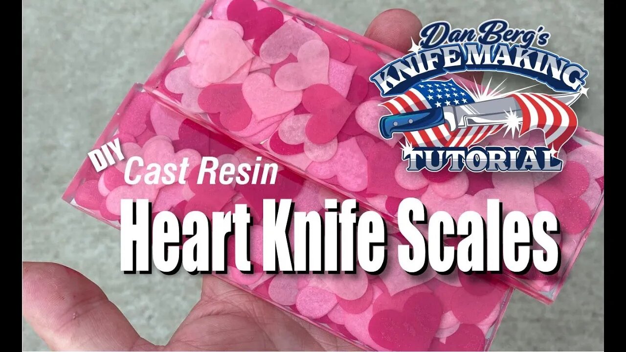 Resin Casted Paper Heart Knife Handles by Berg Knifemaking