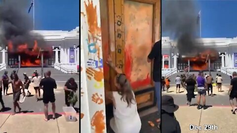 Aussie Aborigines Have Had Enough With Forced Injection-Genocide Torch Canberra Parliament