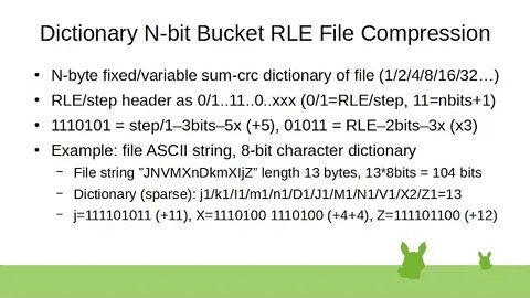 Dictionary N-bit Bucket RLE File Compression