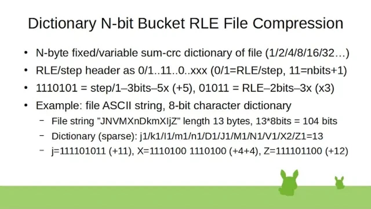 Dictionary N-bit Bucket RLE File Compression