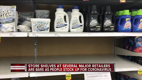 Store shelves at several major retailers are bare as people stock up for coronavirus