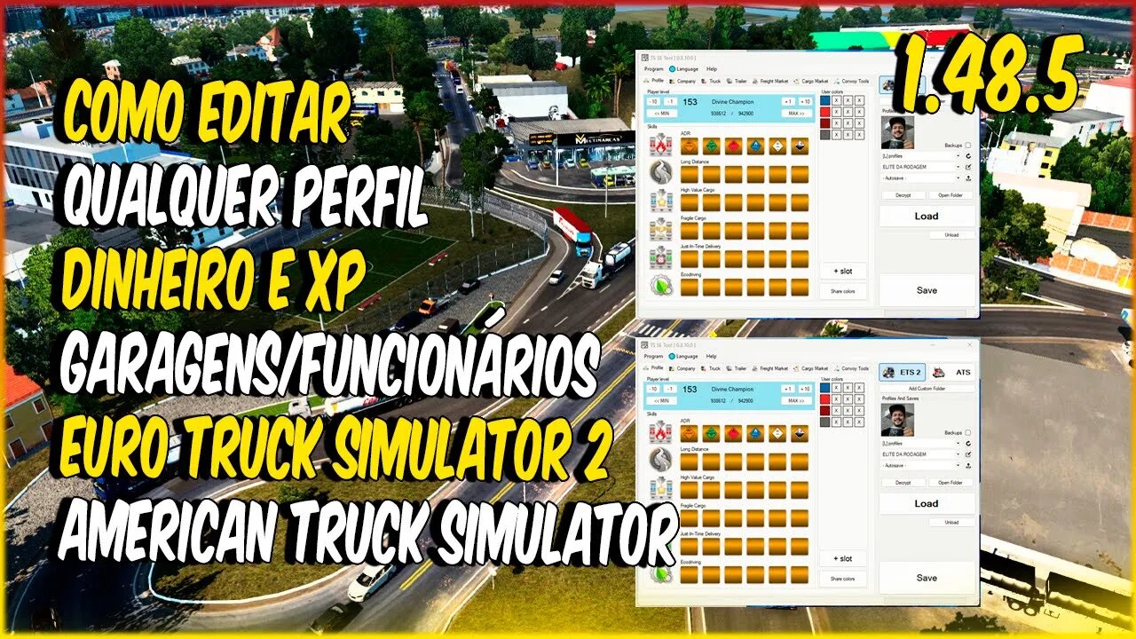 SAIU COMO COLOCAR DINHEIRO E XP EURO TRUCK SIMULATOR 2 E AMERICAN TRUCK SIMULATOR 1.4.5