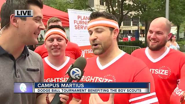 Dodge Ball tournament benefiting the Boy Scouts in Campus Martius Park