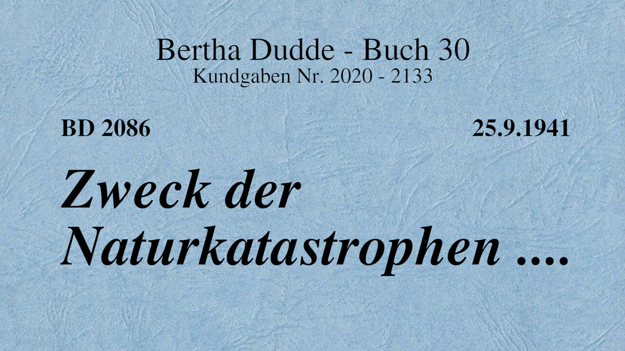 BD 2086 - ZWECK DER NATURKATASTROPHEN ....