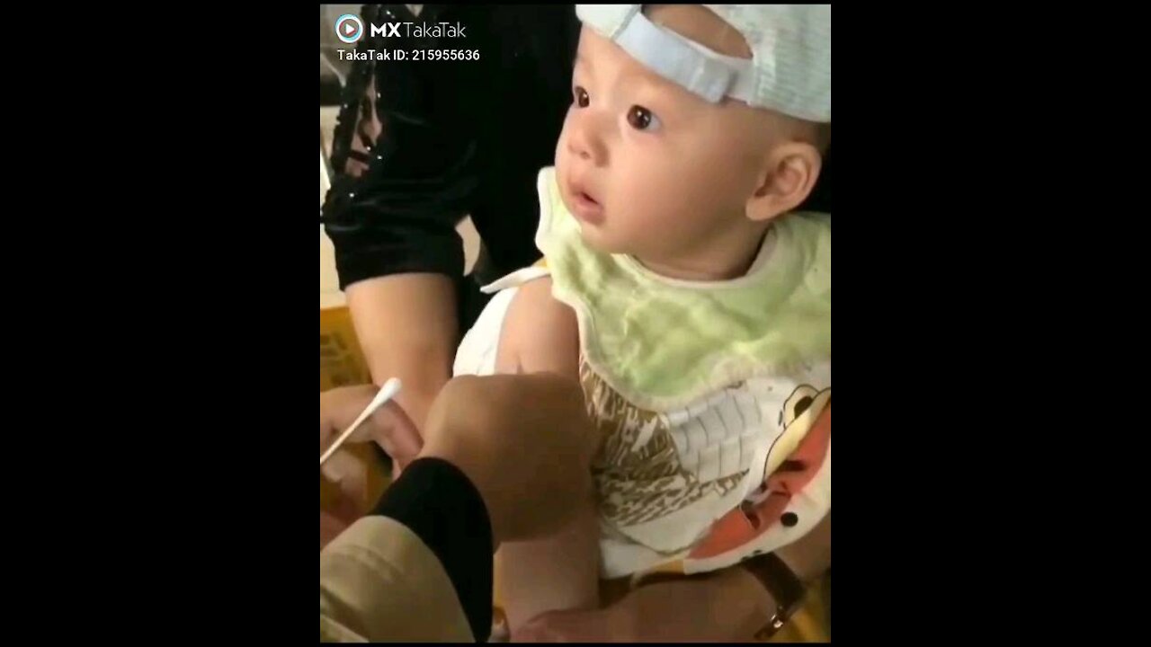 Cute baby injection for doctor but response