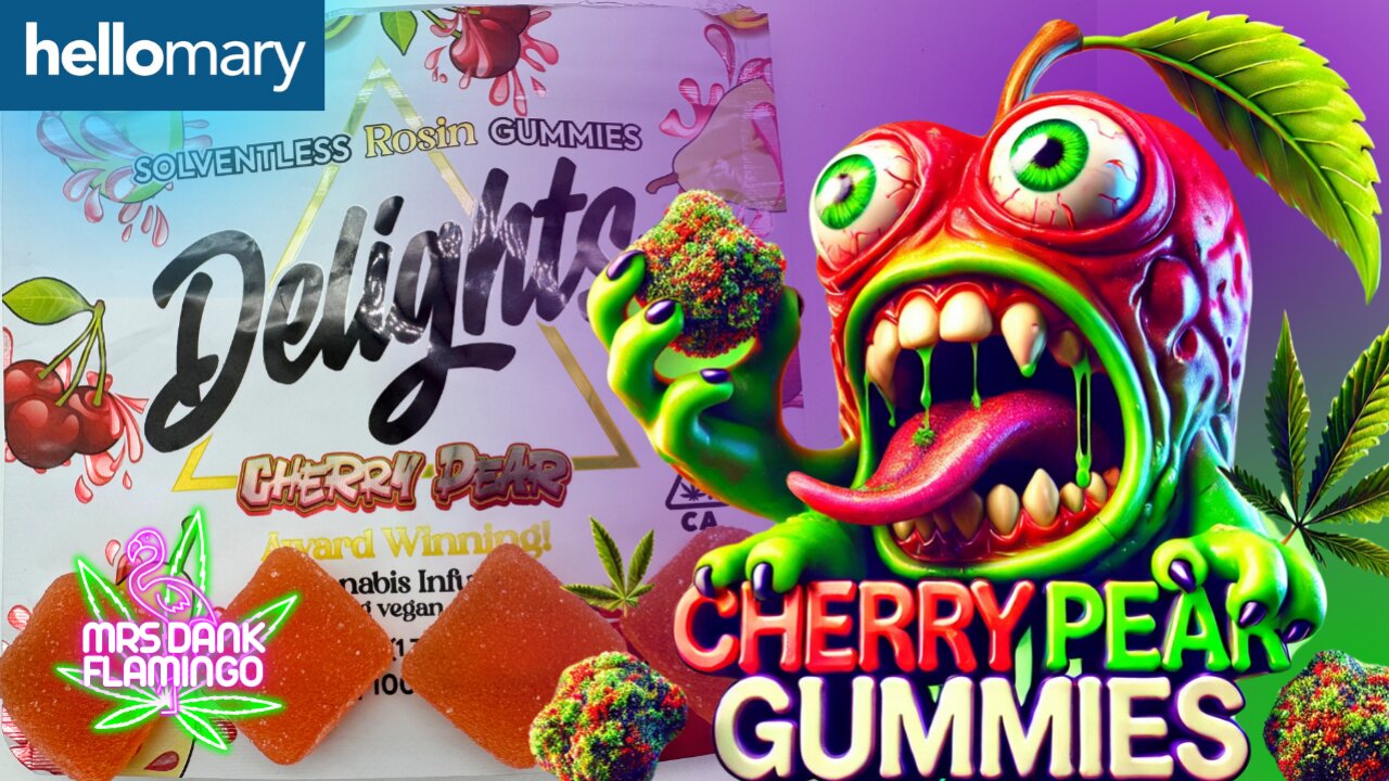 Trying Cherry Pear THC Gummies from ShopHelloMary! Mrs Dank Flamingo Cannabis Review!!