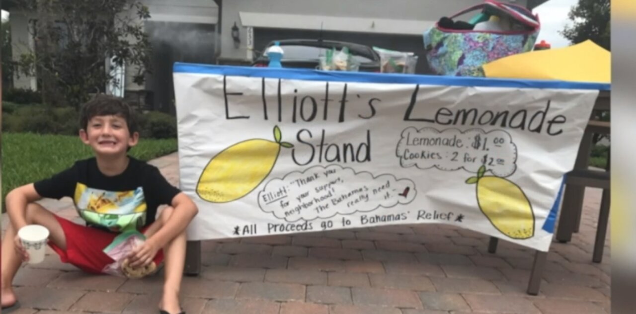 First-grader donates lemonade stand money to help victims of Hurricane Dorian